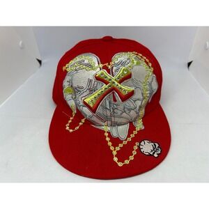 Big City Red & Golden Cross Base Ball Cap Size 7.‎
